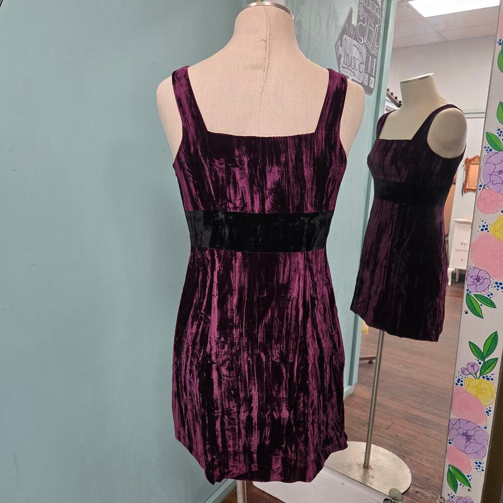 Y2K BEBE crushed velvet square neck mini dress 8 - Picture 3 of 5